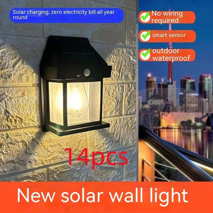 Outdoor Solar  Waterproof Tungsten Induction Garden Wall Lamp