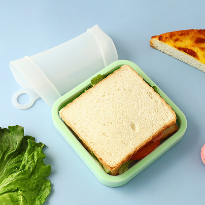 Portable Silicone Sandwich Toast Lunch Box Bento Box Microwave Fridge Food Storage Container Bags