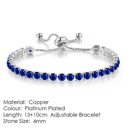 Round Zircon Single Row Full Diamond Tennis Bracelet