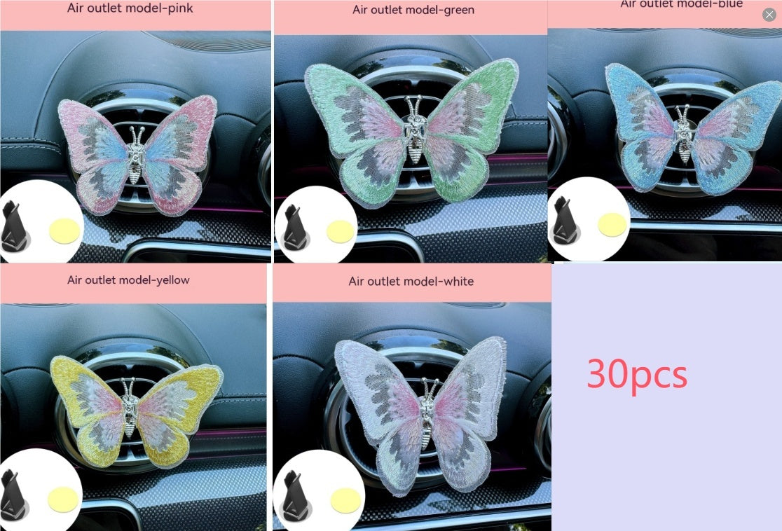 Moving Embroidery Butterfly Center Console Air Outlet Decoration Healing Series Car Accessories