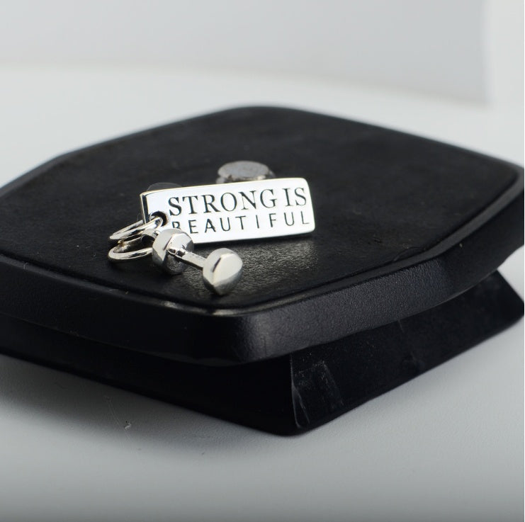 S925 Sterling Silver Jewelry Fitness Necklace Dumbbell Pendant