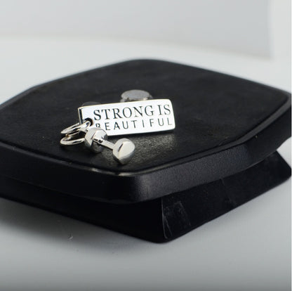 S925 Sterling Silver Jewelry Fitness Necklace Dumbbell Pendant