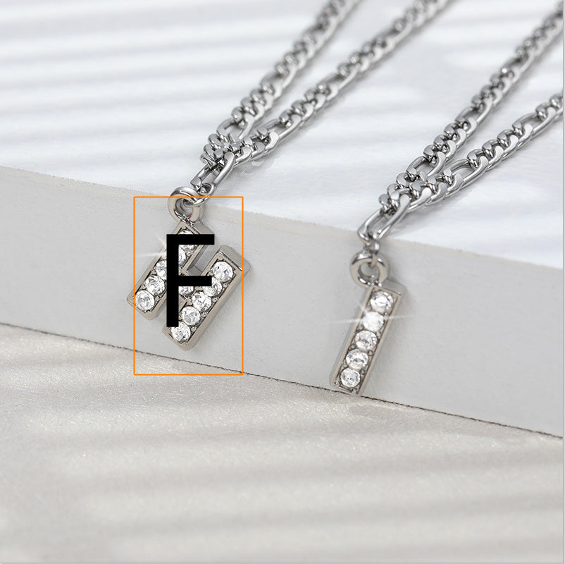 English Alphabet Stainless Steel Zircon All-match Anklet