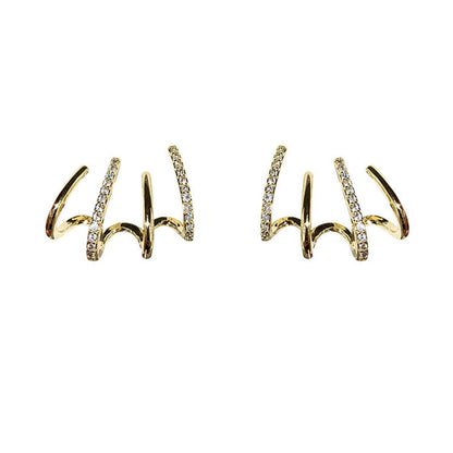 S925 Silver Needle Four-prong Zircon Inlaid Earrings