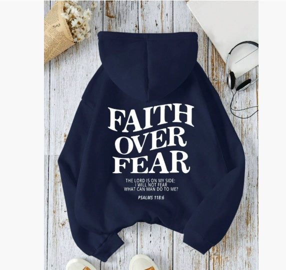 Faith Over Fear Christian Hoodie Christian Sweatshirt Jesus Hoodie Trendy Hoodie Bible Verse Shirt Unisex Aesthetic Clothes