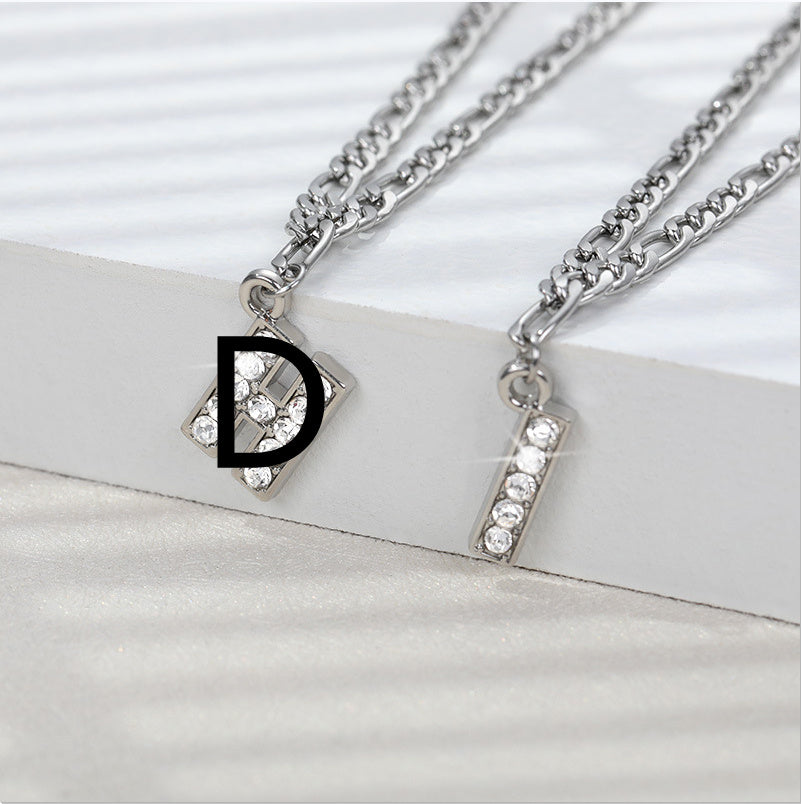 English Alphabet Stainless Steel Zircon All-match Anklet