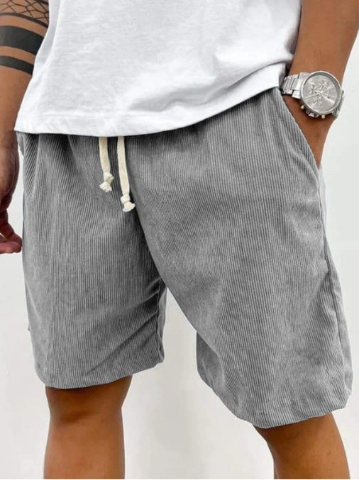 Men's Corduroy Shorts With Drawstring Fashion Casual Pockets Pants Summer
