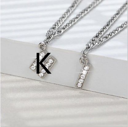 English Alphabet Stainless Steel Zircon All-match Anklet