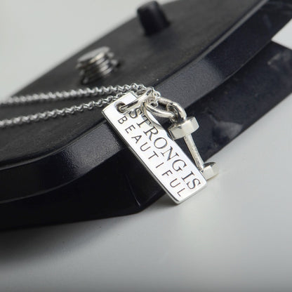 S925 Sterling Silver Jewelry Fitness Necklace Dumbbell Pendant