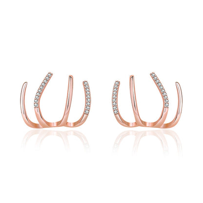 S925 Silver Needle Four-prong Zircon Inlaid Earrings
