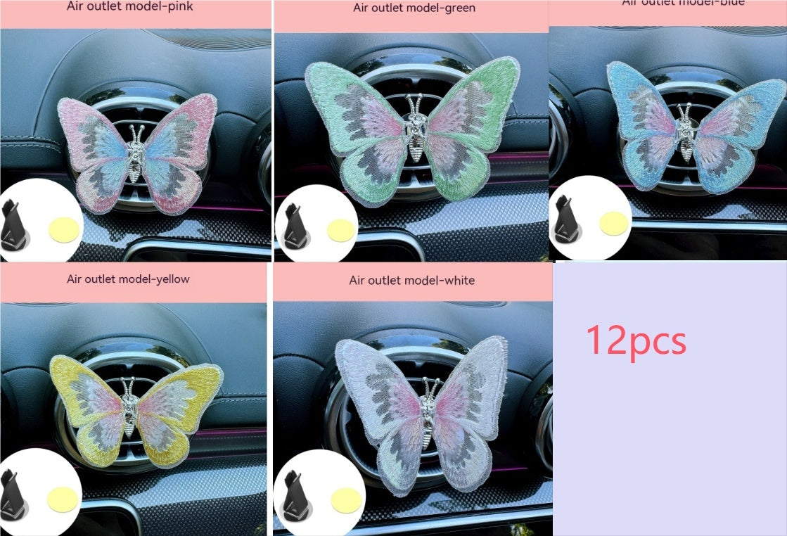 Moving Embroidery Butterfly Center Console Air Outlet Decoration Healing Series Car Accessories