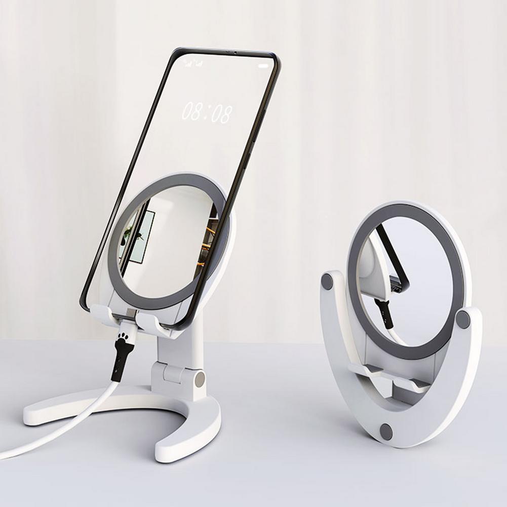 Portable Phone Holder Stand Desk Tablet With Mirror Mobile Phone Bracket With Mirror Foldable Phone Holder