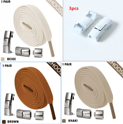 Press Lock Shoelaces Without Ties Elastic Laces Sneaker 8MM Widened Flat No Tie Shoe Laces Kids Shoelace For Shoes