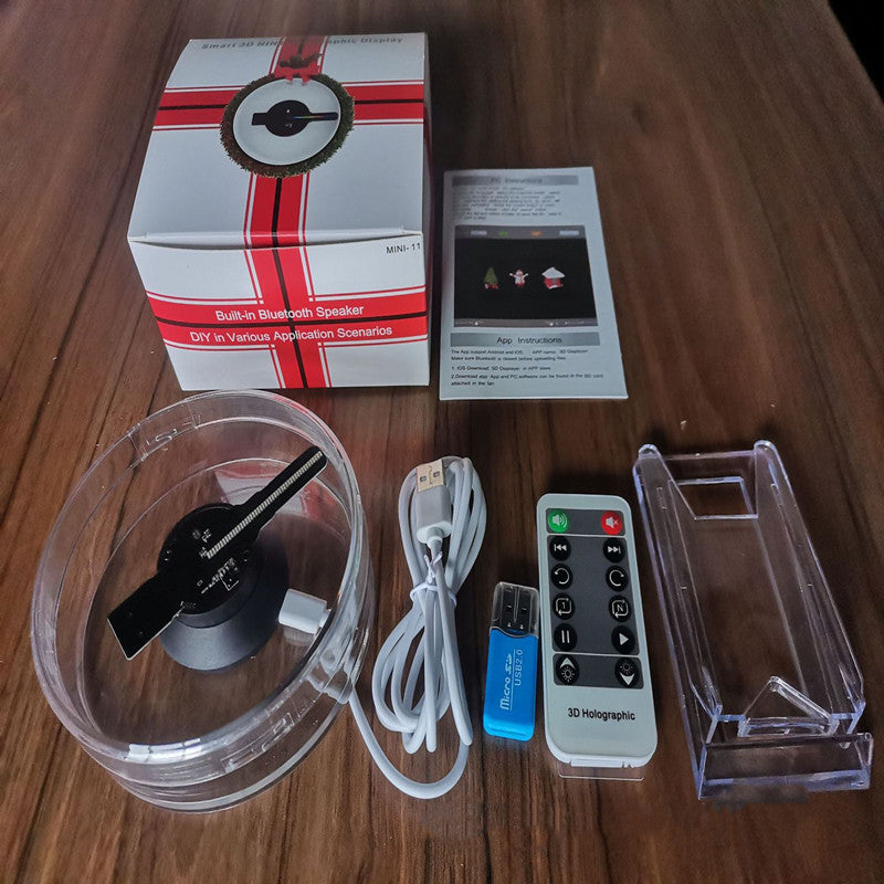 3d Holographic Fan 12cm Christmas Ball Decorative Desktop Decoration Stereo Small Night Lamp WF Music Playback USB