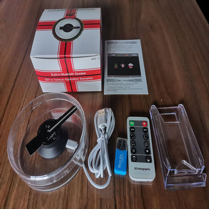 3d Holographic Fan 12cm Christmas Ball Decorative Desktop Decoration Stereo Small Night Lamp WF Music Playback USB