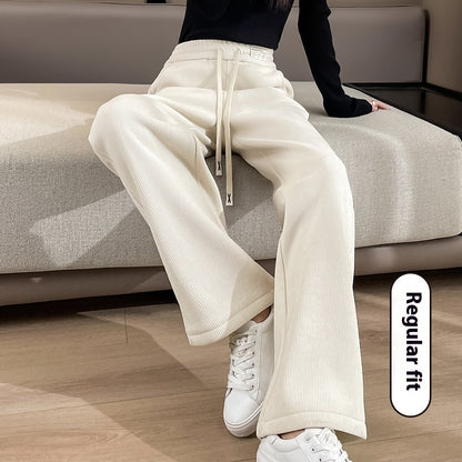 Chenille Fleece-lined Thickening Wide Leg Pants Women's Autumn And Winter