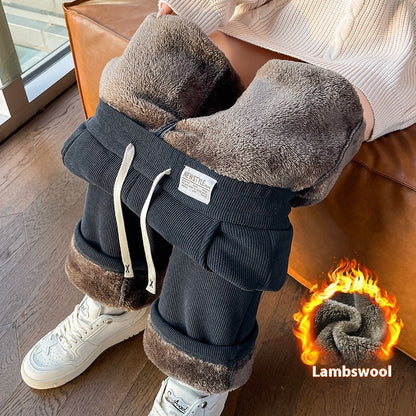 Chenille Fleece-lined Thickening Wide Leg Pants Women's Autumn And Winter