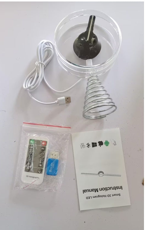 3d Holographic Fan 12cm Christmas Ball Decorative Desktop Decoration Stereo Small Night Lamp WF Music Playback USB