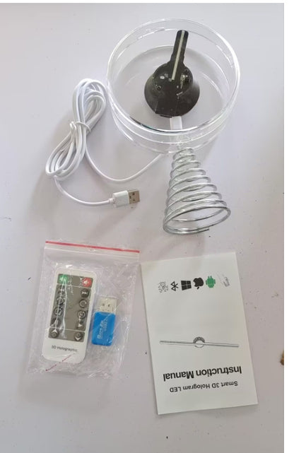 3d Holographic Fan 12cm Christmas Ball Decorative Desktop Decoration Stereo Small Night Lamp WF Music Playback USB