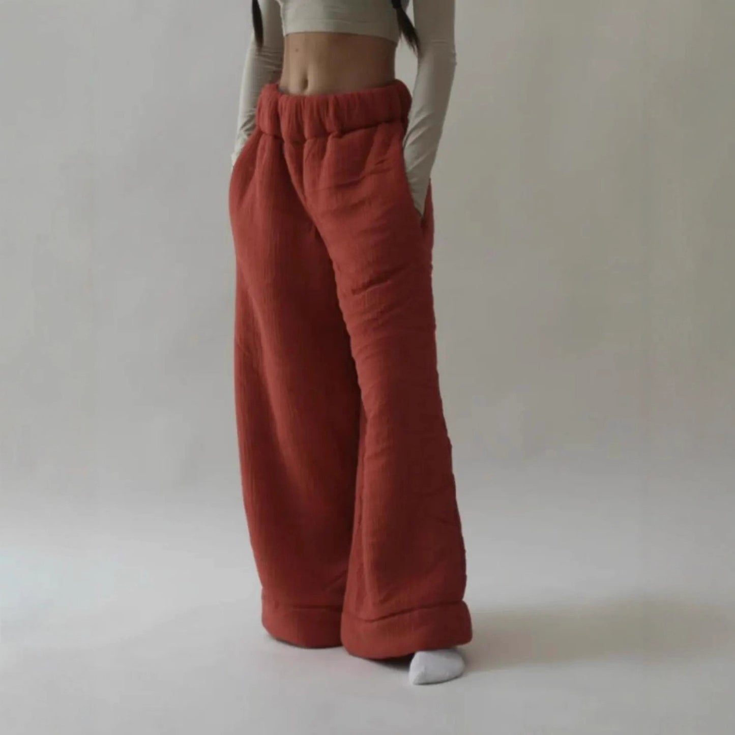 Women's Street Fashion Casual Loose Wide-leg Pants Solid Color