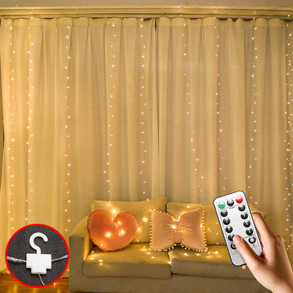 LED Curtain Garland On The Window USB String Lights Remote Control Christmas Decorations For Home Room