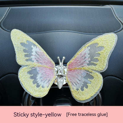 Moving Embroidery Butterfly Center Console Air Outlet Decoration Healing Series Car Accessories