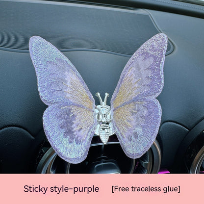 Moving Embroidery Butterfly Center Console Air Outlet Decoration Healing Series Car Accessories