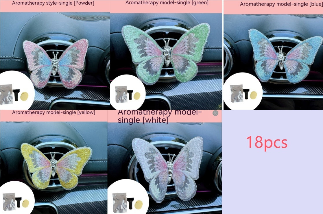 Moving Embroidery Butterfly Center Console Air Outlet Decoration Healing Series Car Accessories