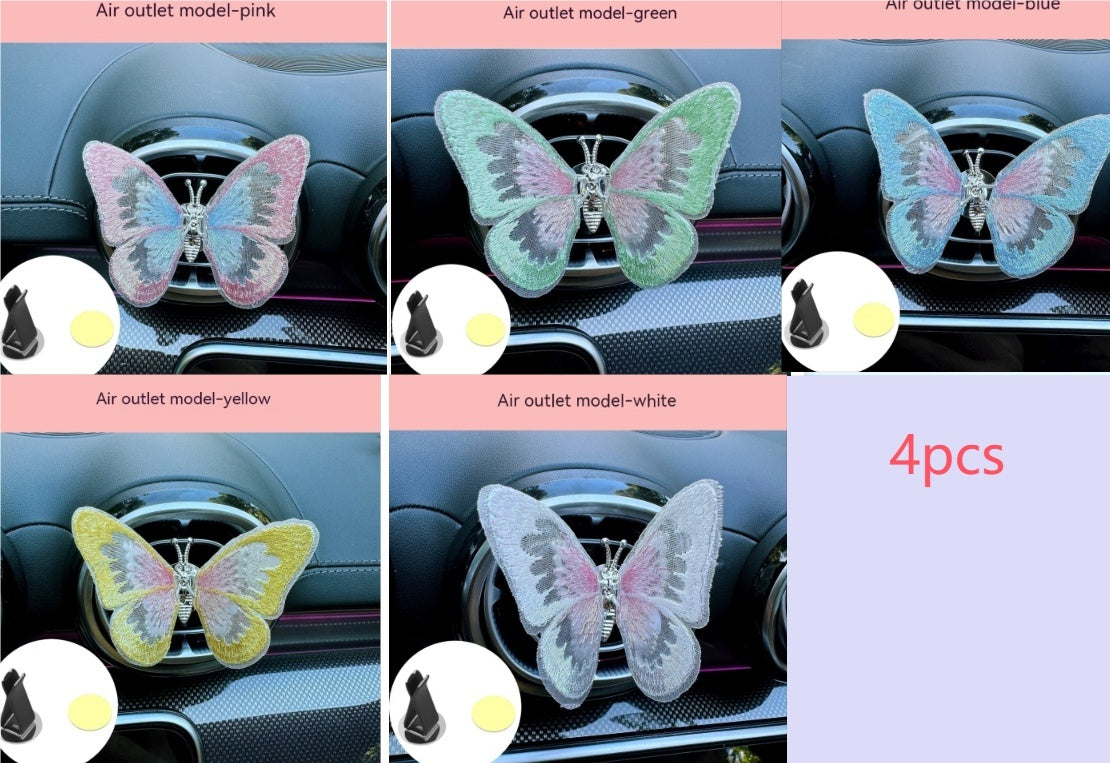 Moving Embroidery Butterfly Center Console Air Outlet Decoration Healing Series Car Accessories