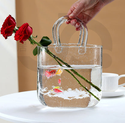 Home Bag Portable Transparent Glass Vase