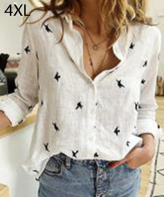 Lapel Long Sleeve Shirt Fashion Solid Color Button Top Women's Clothing