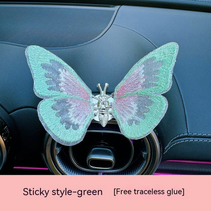 Moving Embroidery Butterfly Center Console Air Outlet Decoration Healing Series Car Accessories