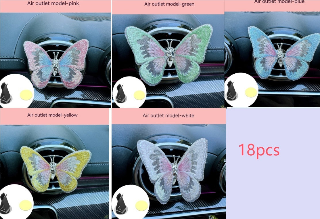 Moving Embroidery Butterfly Center Console Air Outlet Decoration Healing Series Car Accessories
