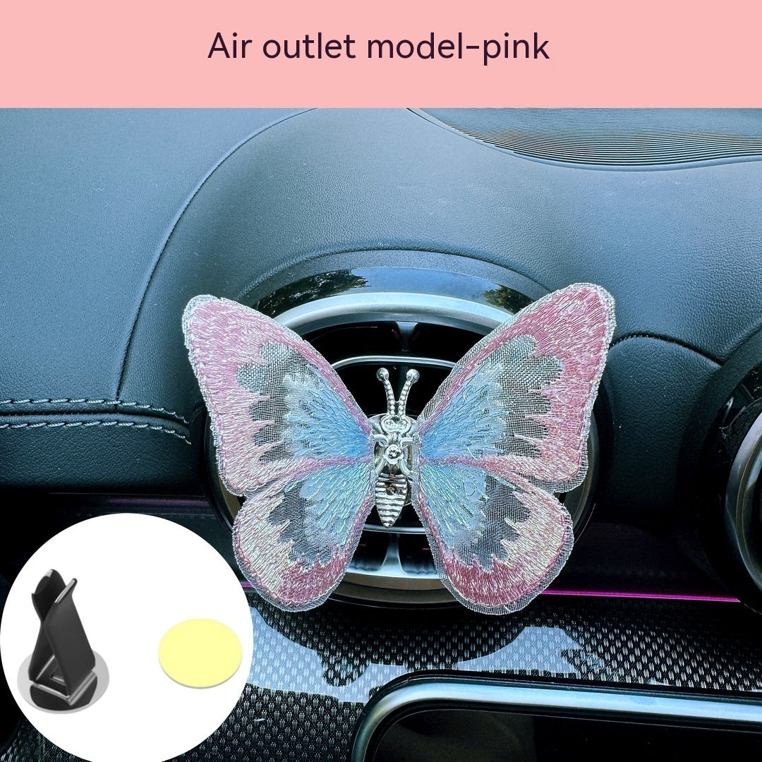 Moving Embroidery Butterfly Center Console Air Outlet Decoration Healing Series Car Accessories