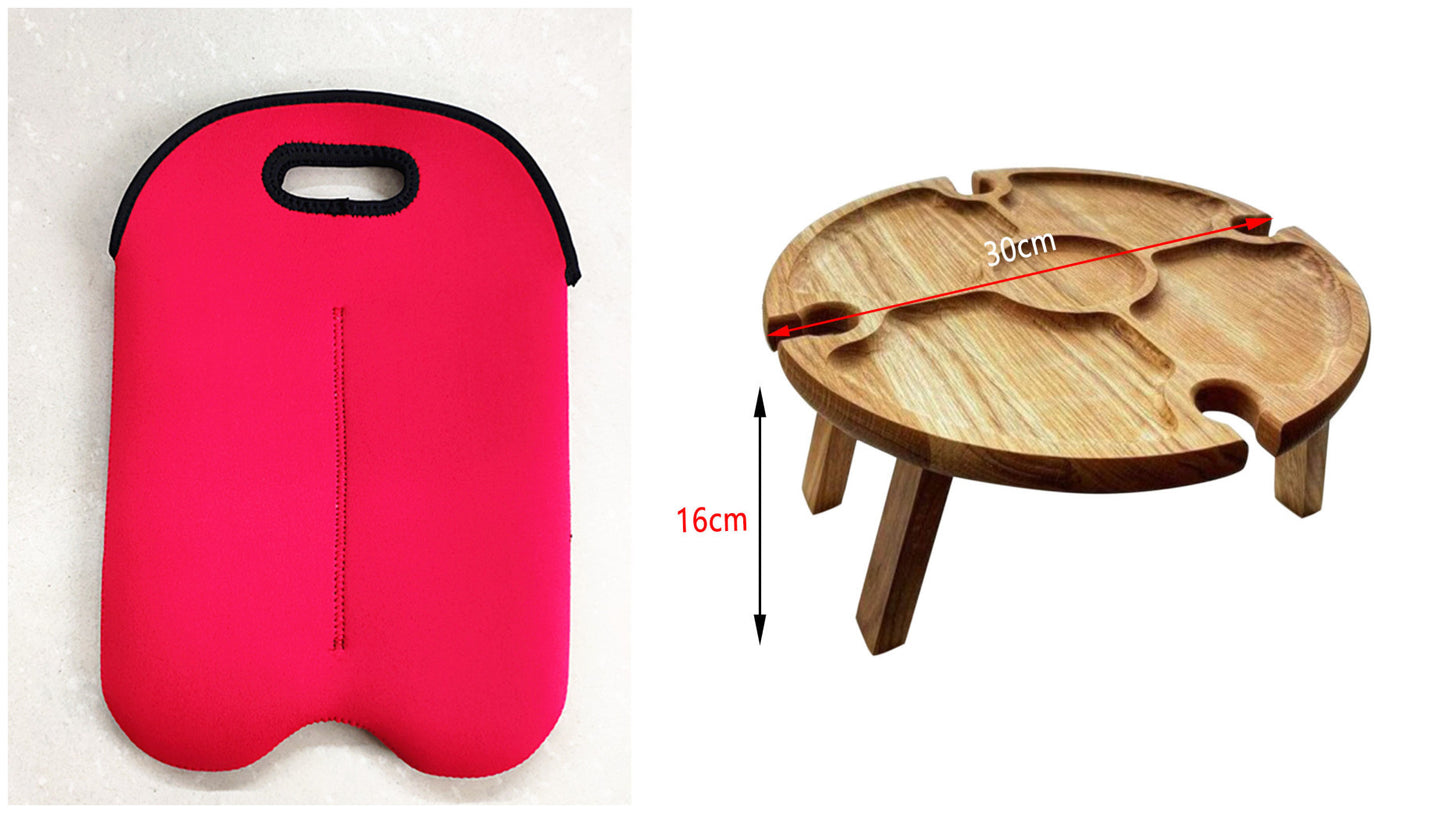 Wooden Outdoor Folding Picnic-table With Glass Holder 2 In 1 Wine Glass Rack Outdoor Wine Table Wooden Table Easy To Carry Wine