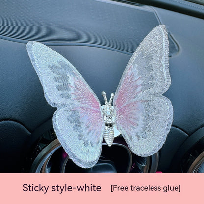 Moving Embroidery Butterfly Center Console Air Outlet Decoration Healing Series Car Accessories